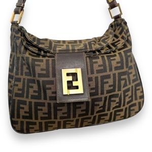 Fendi Vintage Zucca Mama Baguette double flap shoulder bag